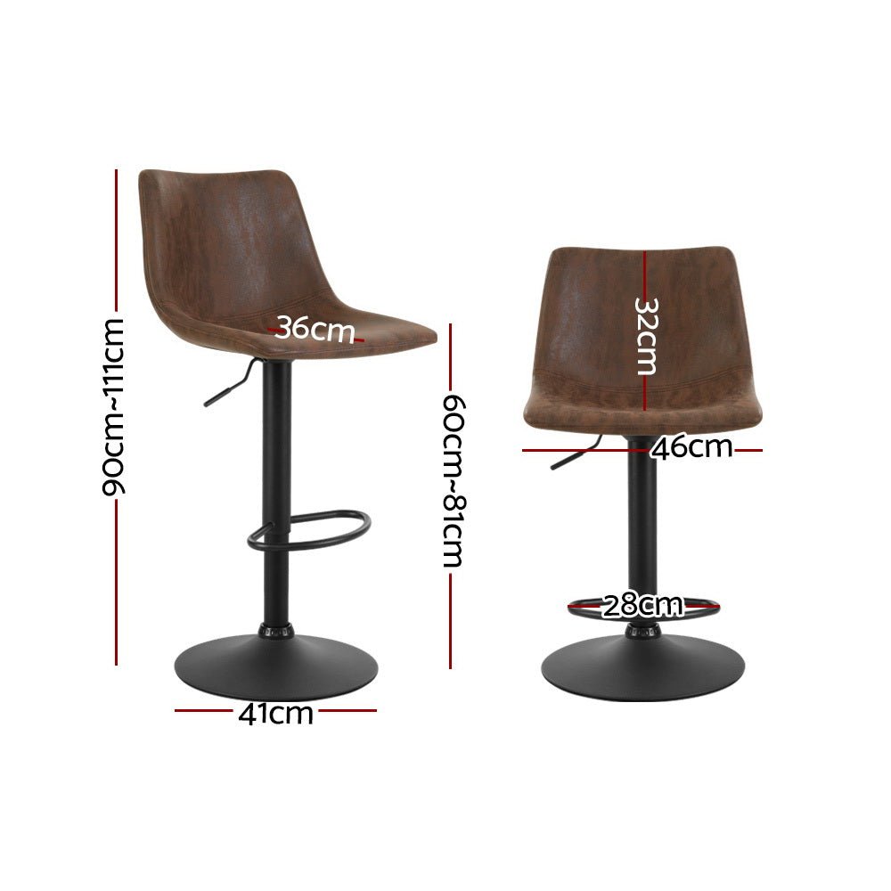 Vera Vintage Leather Adjustable Bar Stools Brown (Set of 2) - Barstool Express