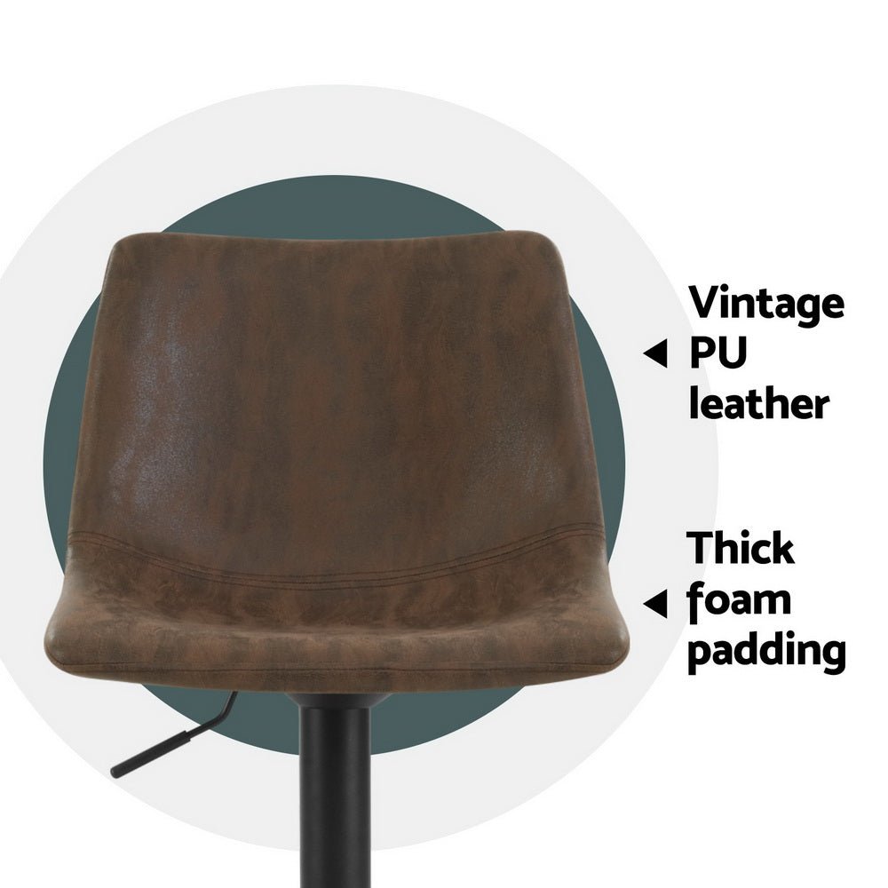 Vera Vintage Leather Adjustable Bar Stools Brown (Set of 4) - Barstool Express