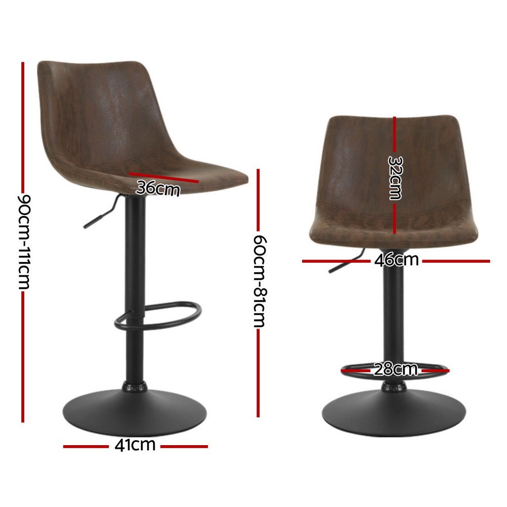 Vera Vintage Leather Adjustable Bar Stools Brown (Set of 4) - Barstool Express