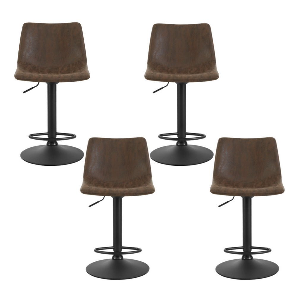 Vera Vintage Leather Adjustable Bar Stools Brown (Set of 4) - Barstool Express