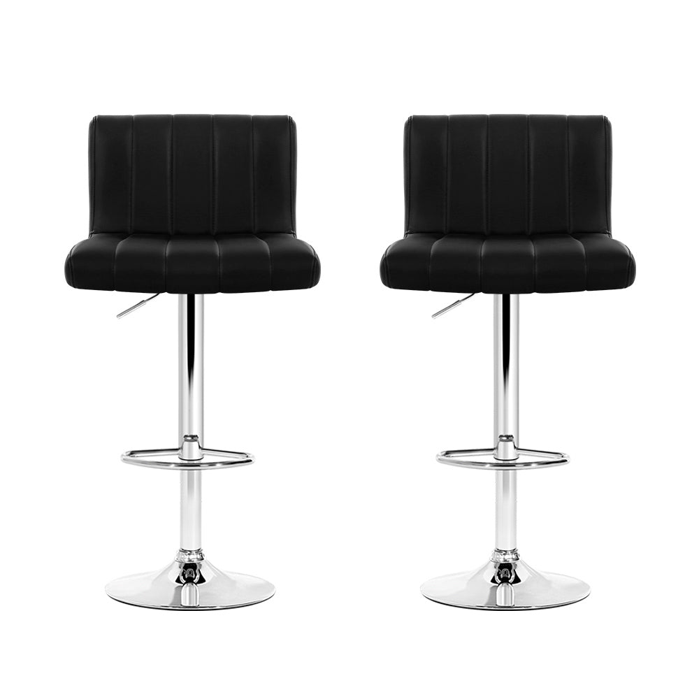 Vern Leather Padded Adjustable Bar Stools Black (Set of 2) - Barstool Express