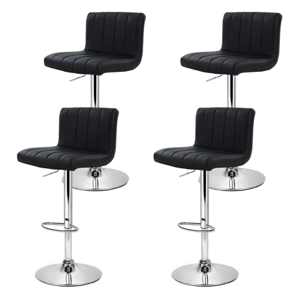 Vern Leather Padded Adjustable Bar Stools Black (Set of 4) - Barstool Express