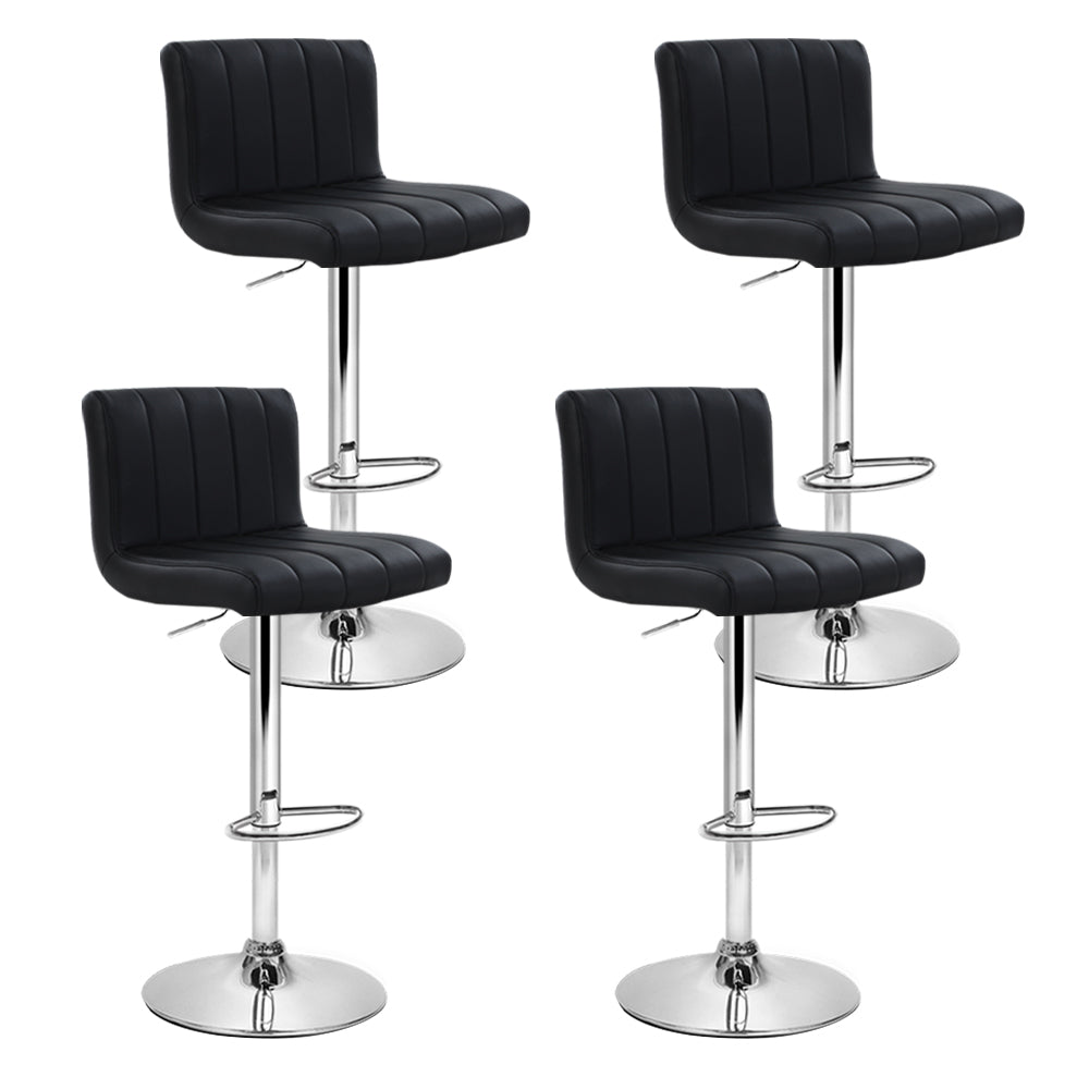 Vern Leather Padded Adjustable Bar Stools Black (Set of 4) - Barstool Express