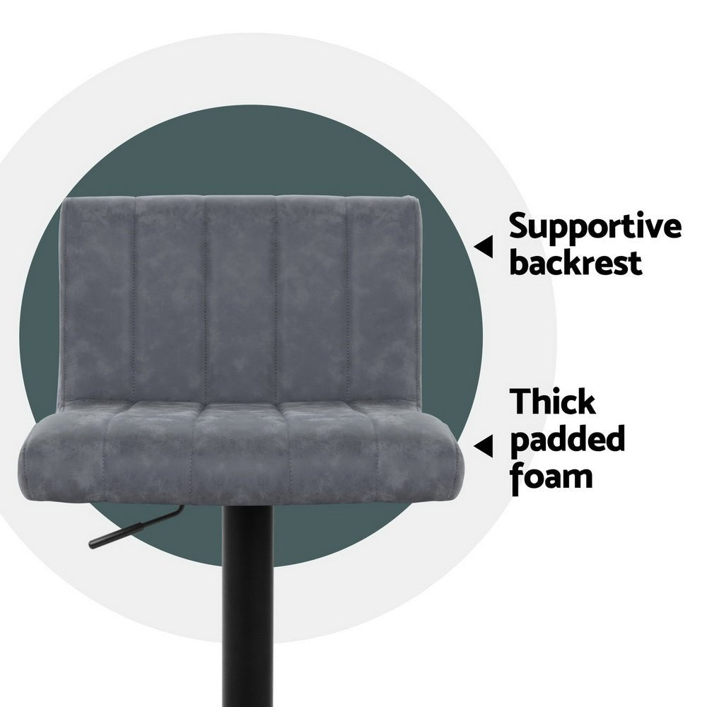 Vern Leather Padded Adjustable Bar Stools Grey (Set of 2) - Barstool Express