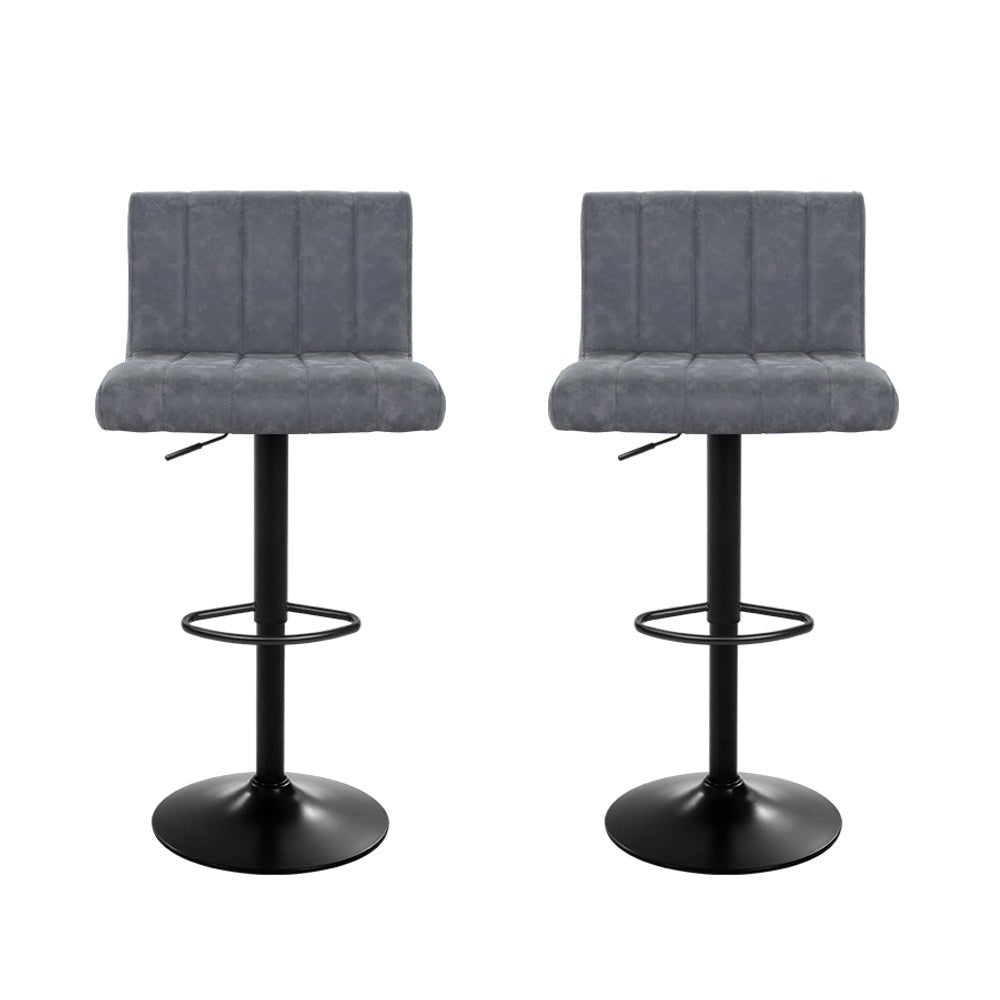 Vern Leather Padded Adjustable Bar Stools Grey (Set of 2) - Barstool Express