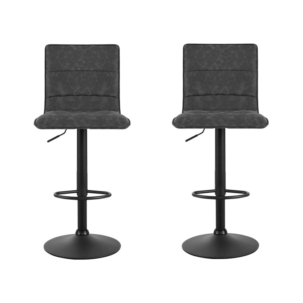 Vyre Leather Padded Adjustable Bar Stools Grey (Set of 2) - Barstool Express