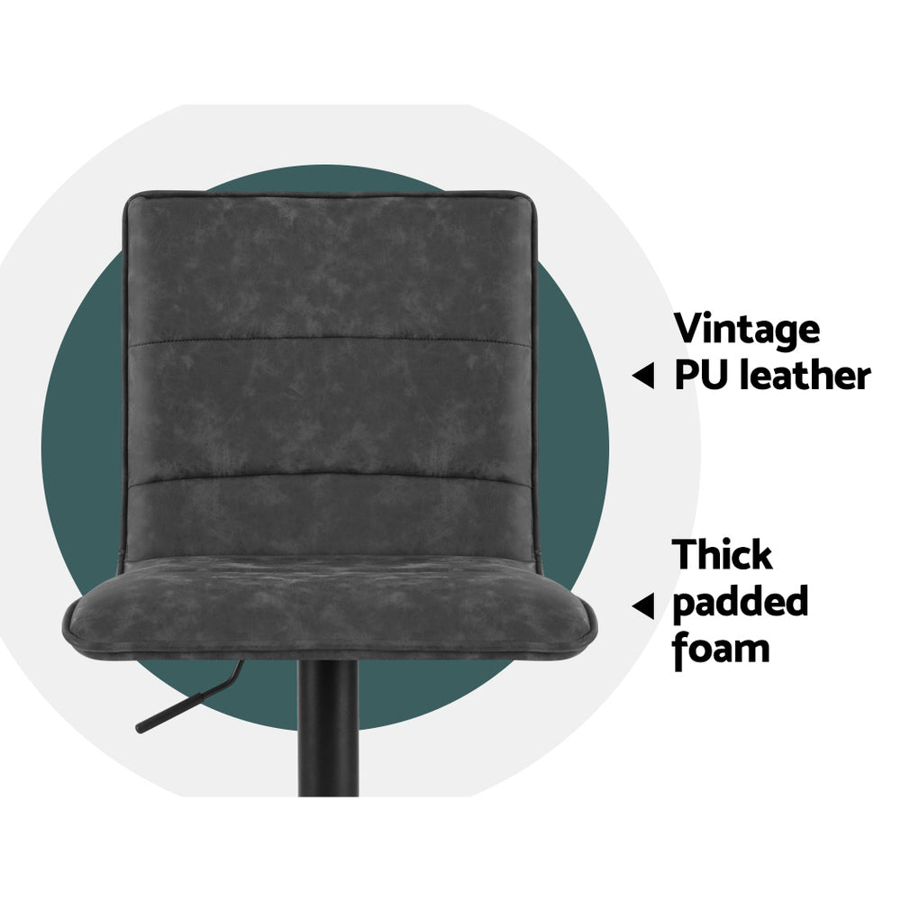Vyre Leather Padded Adjustable Bar Stools Grey (Set of 2) - Barstool Express