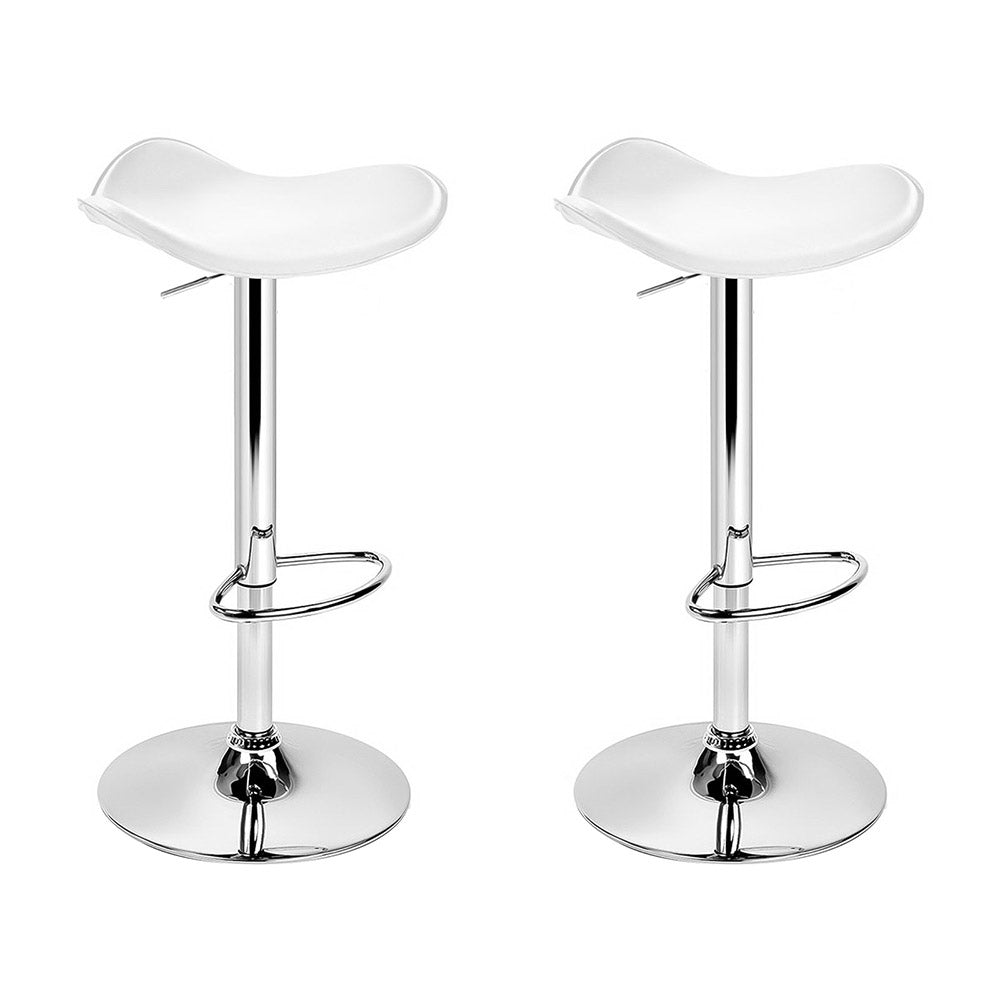 Wanda Leather Adjustable Bar Stools White (Set of 2) - Barstool Express