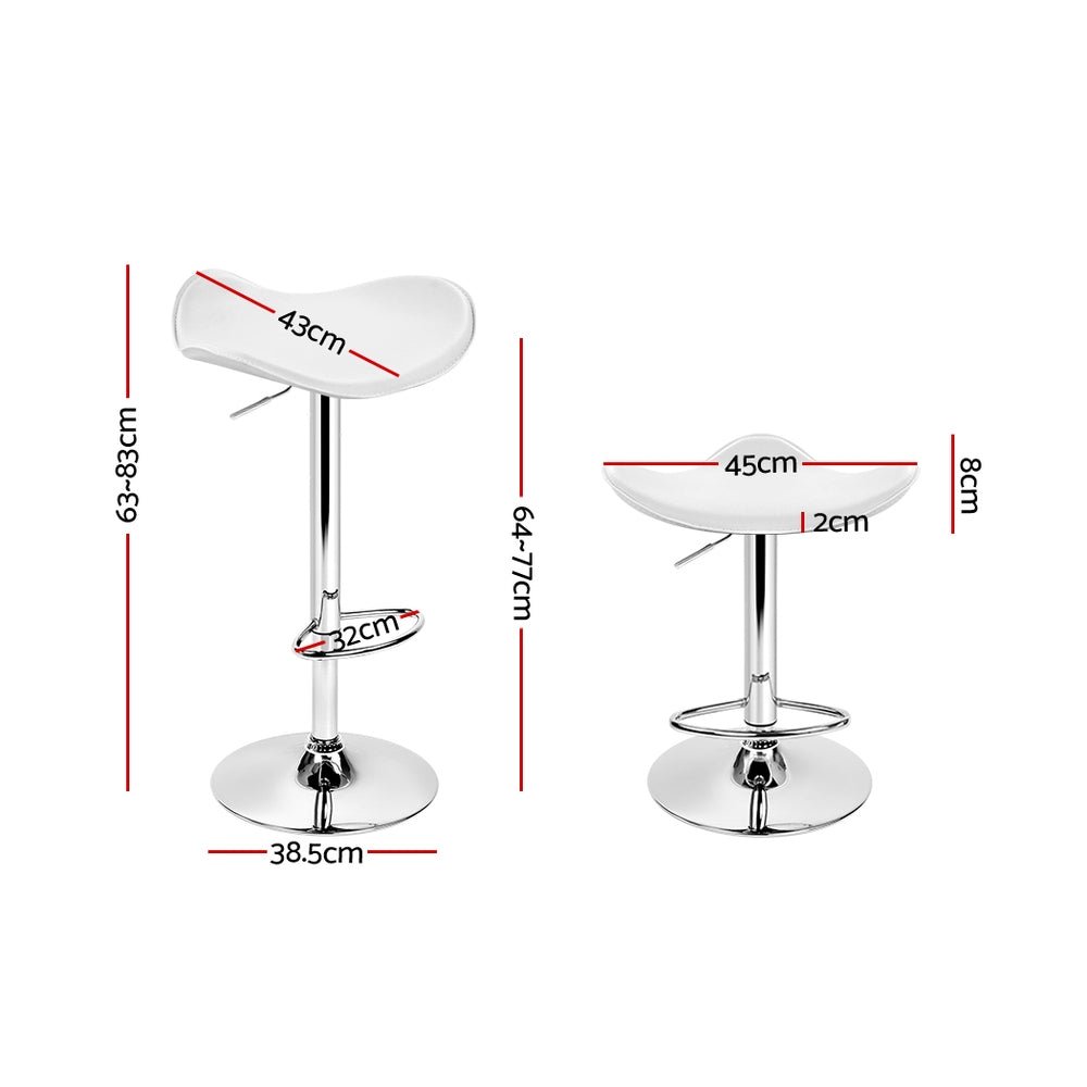 Wanda Leather Adjustable Bar Stools White (Set of 2) - Barstool Express