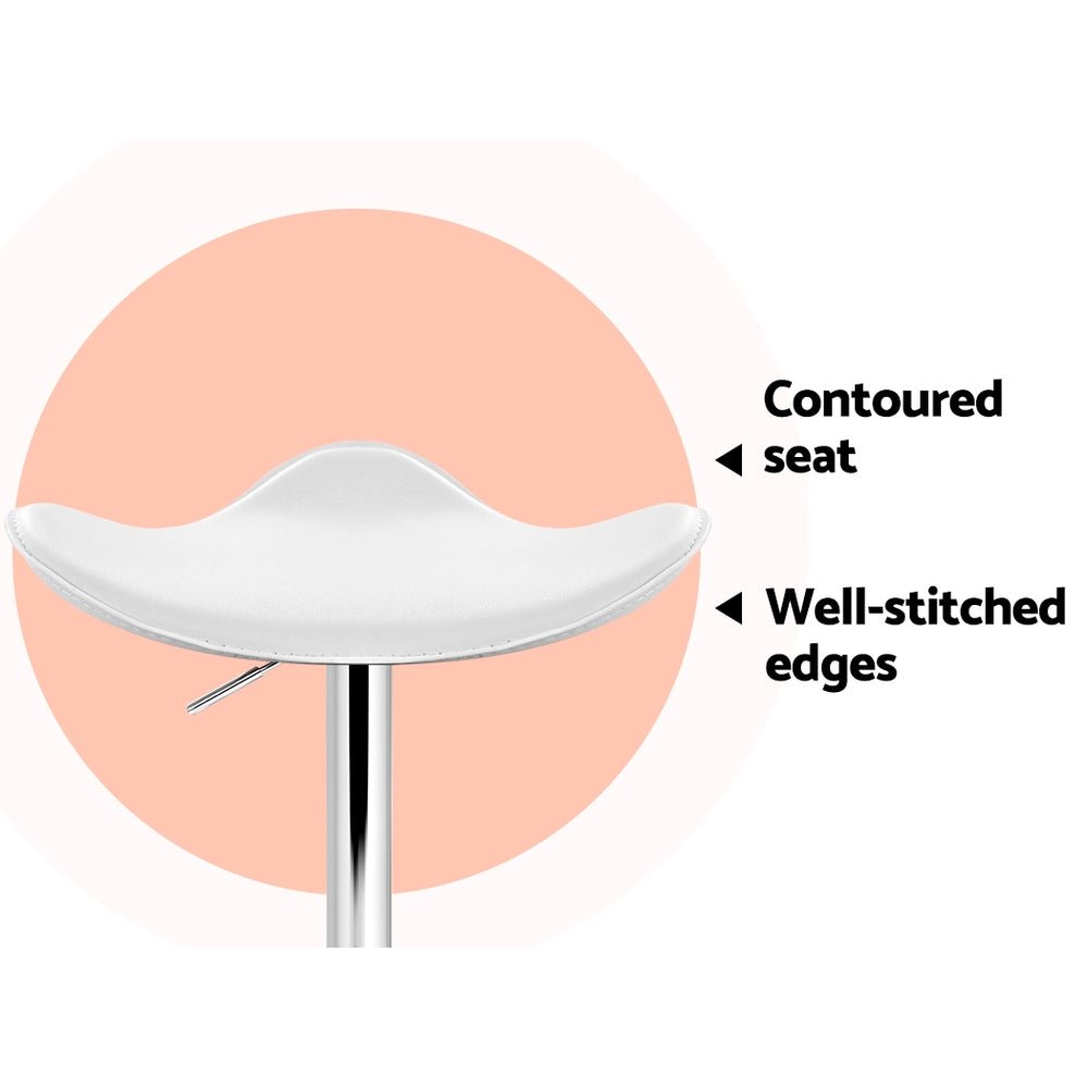 Wanda Leather Adjustable Bar Stools White (Set of 2) - Barstool Express