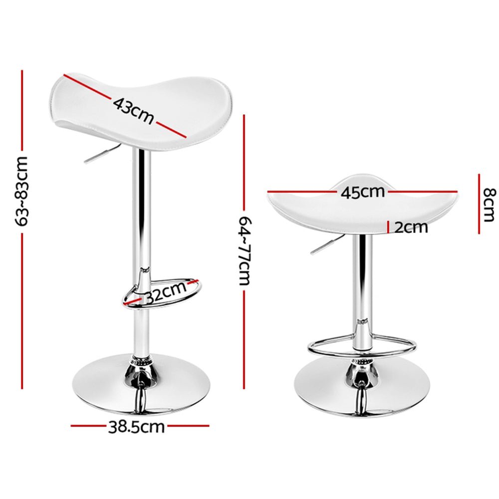 Wanda Leather Adjustable Bar Stools White (Set of 4) - Barstool Express