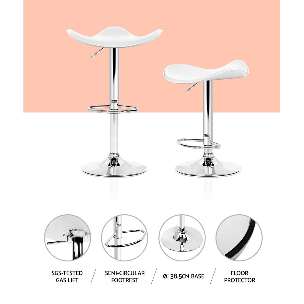 Wanda Leather Adjustable Bar Stools White (Set of 4) - Barstool Express