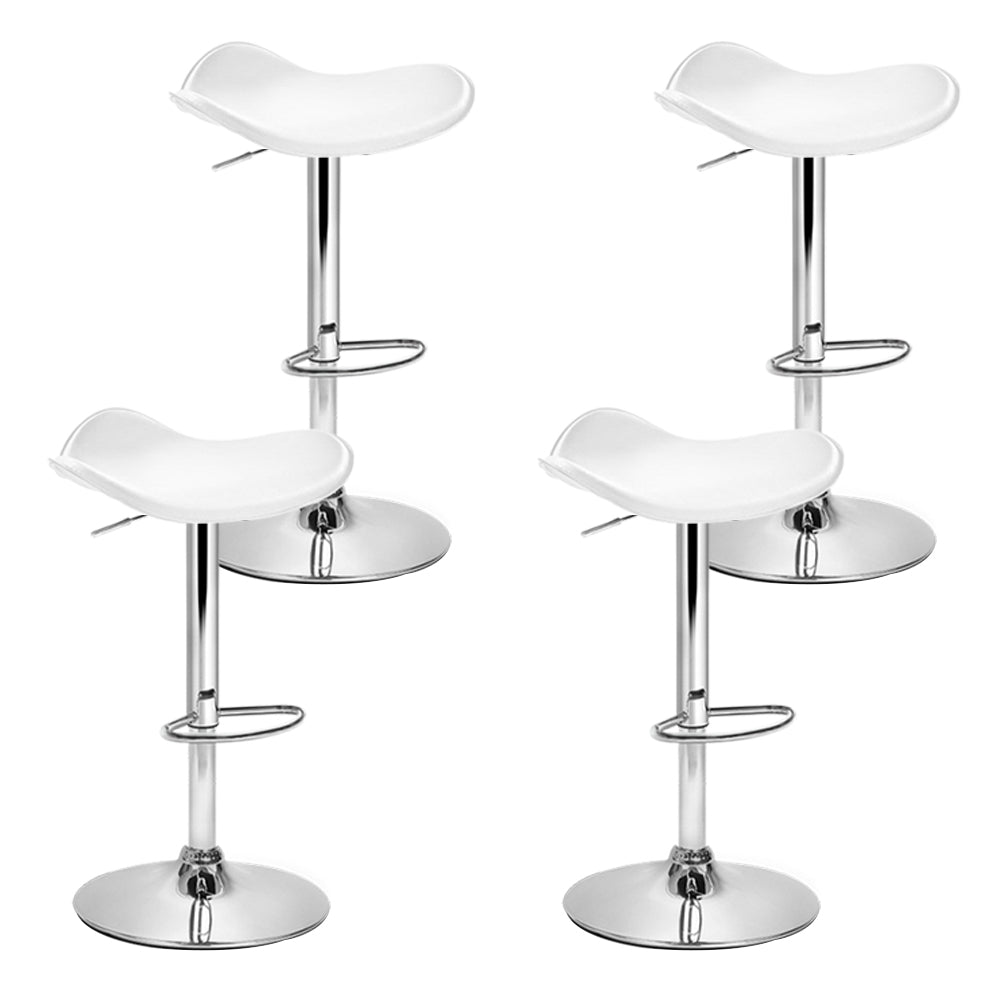 Wanda Leather Adjustable Bar Stools White (Set of 4) - Barstool Express