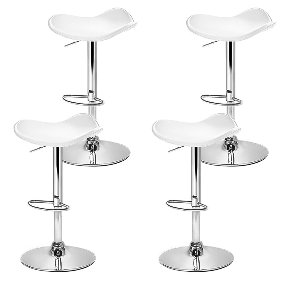 Wanda Leather Adjustable Bar Stools White (Set of 4) - Barstool Express