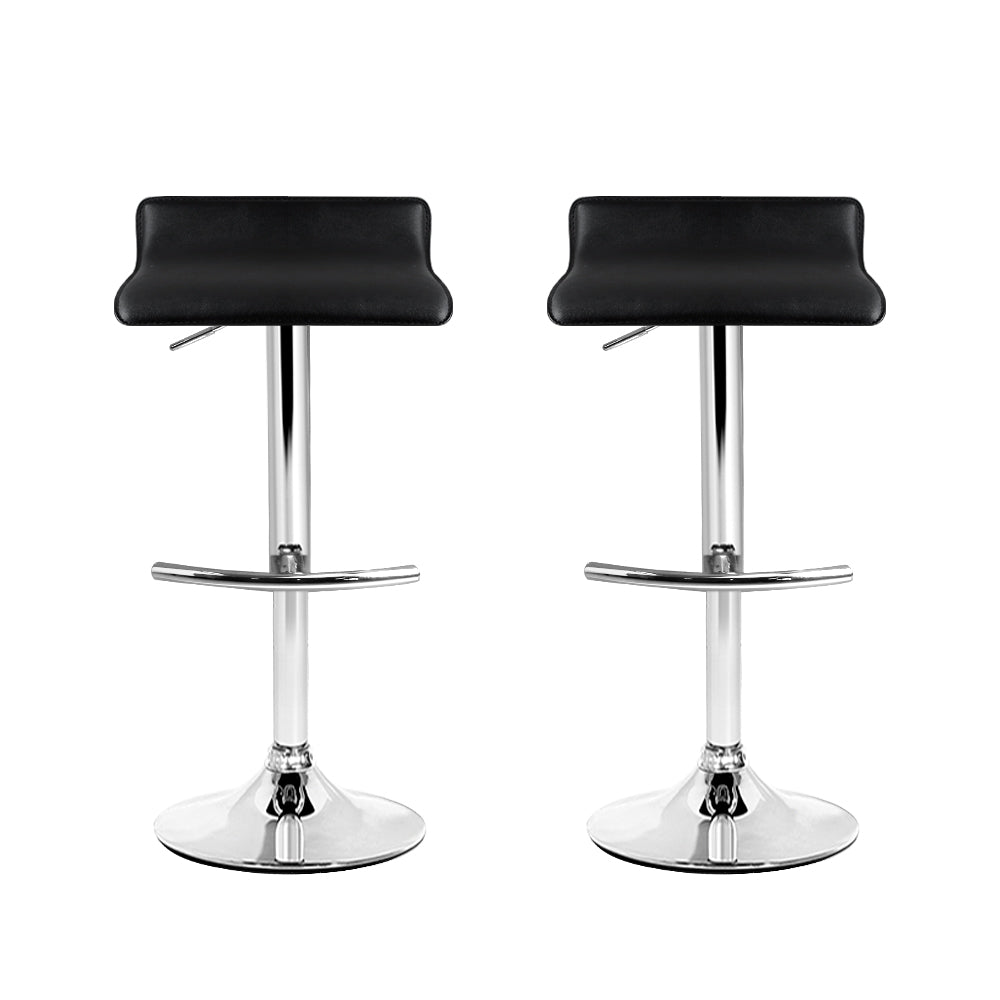 Wave Leather Adjustable Bar Stools Black (Set of 2) - Barstool Express
