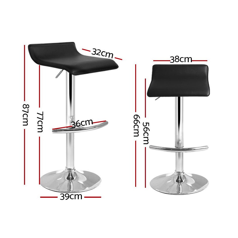 Wave Leather Adjustable Bar Stools Black (Set of 4) - Barstool Express