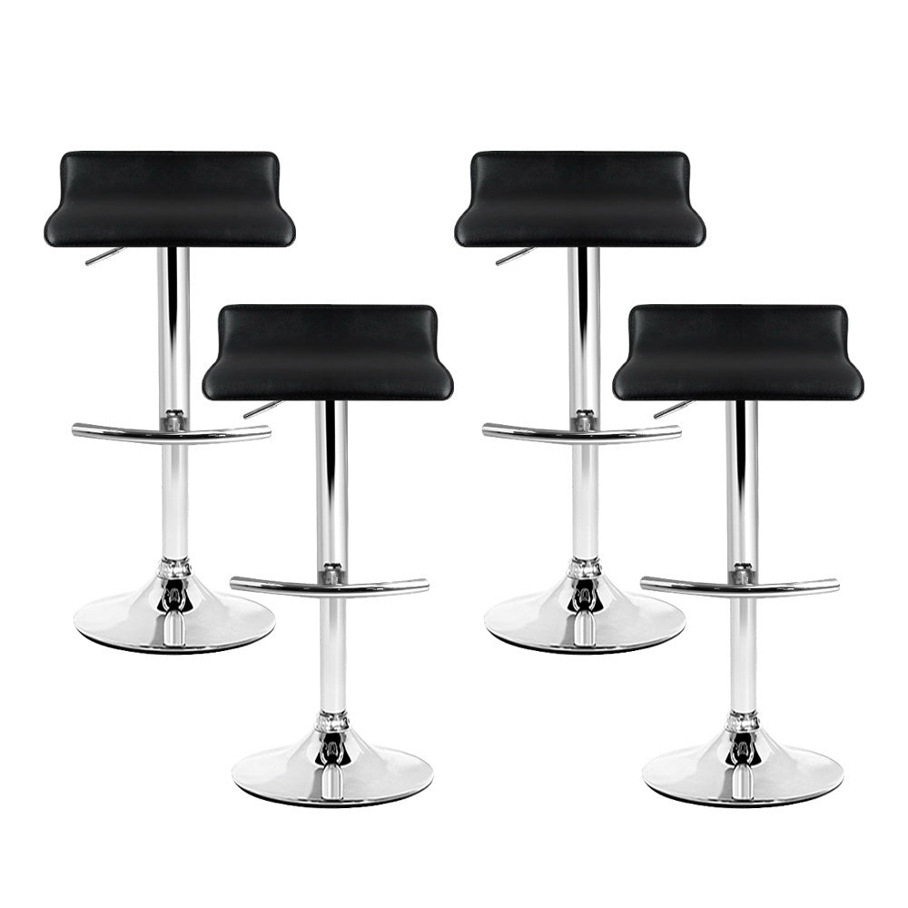 Wave Leather Adjustable Bar Stools Black (Set of 4) - Barstool Express