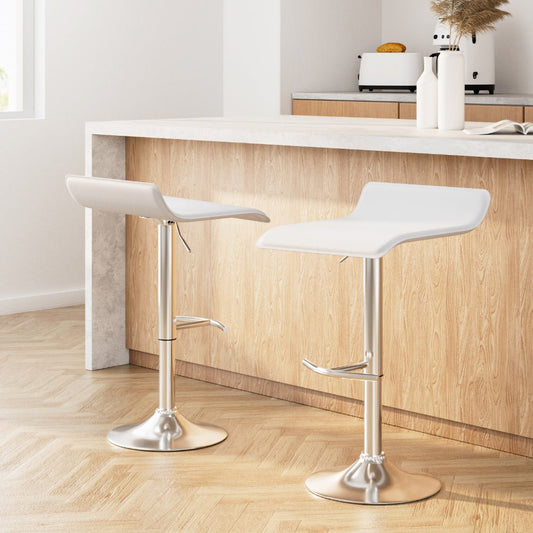 Wave Leather Adjustable Bar Stools White (Set of 2) - Barstool Express