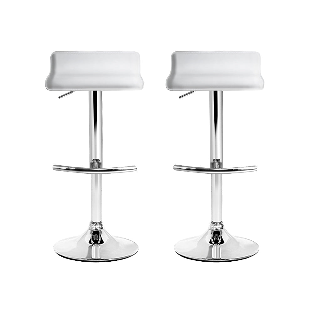 Wave Leather Adjustable Bar Stools White (Set of 2) - Barstool Express