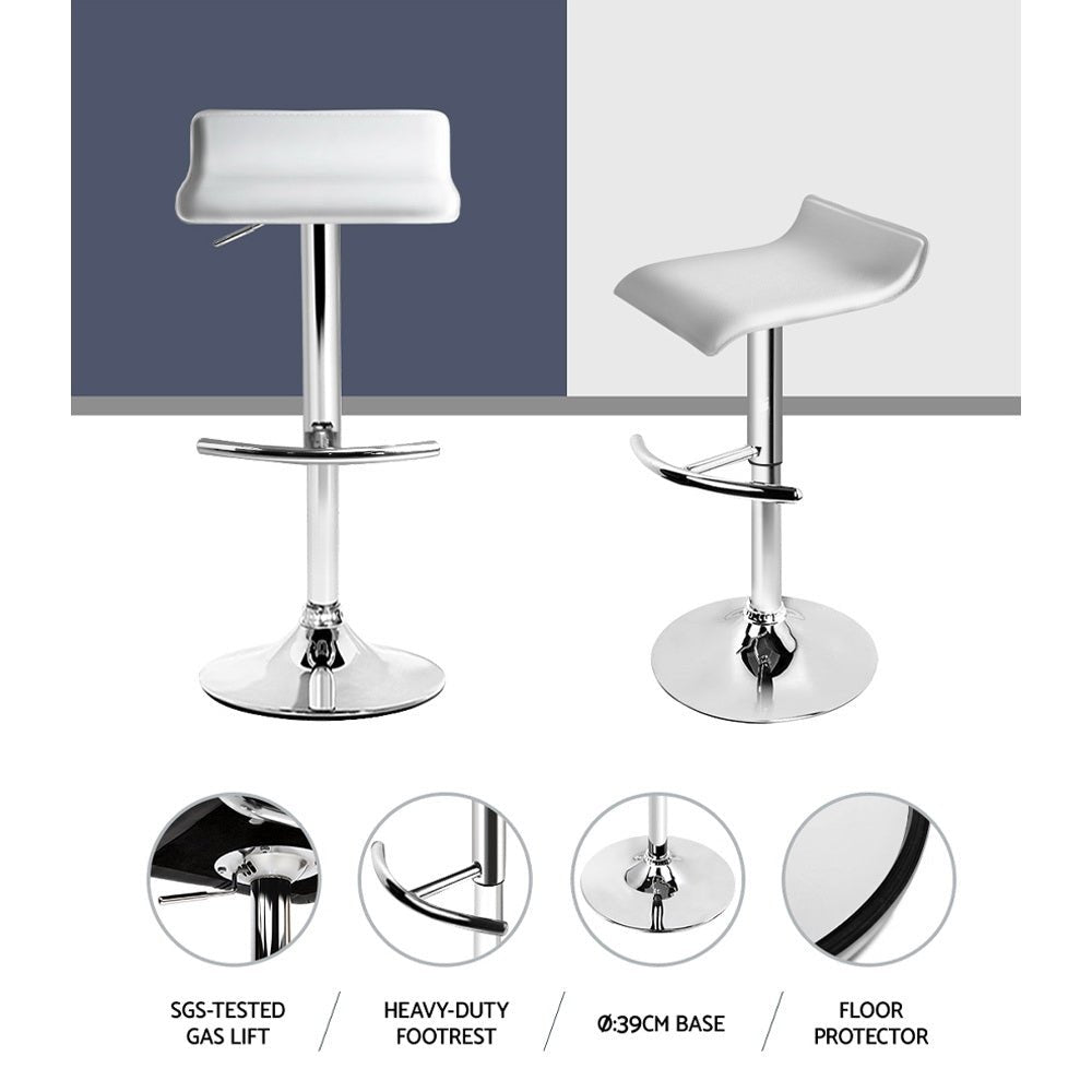 Wave Leather Adjustable Bar Stools White (Set of 4) - Barstool Express