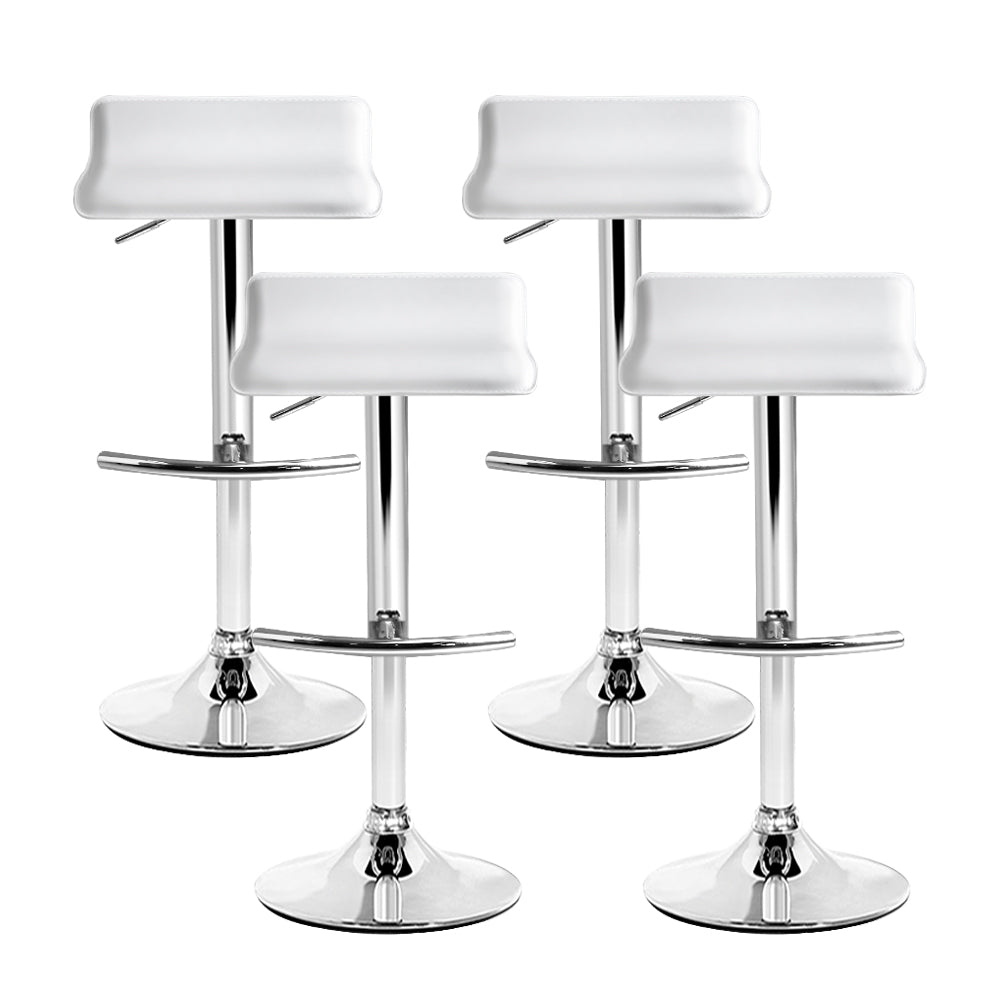 Wave Leather Adjustable Bar Stools White (Set of 4) - Barstool Express