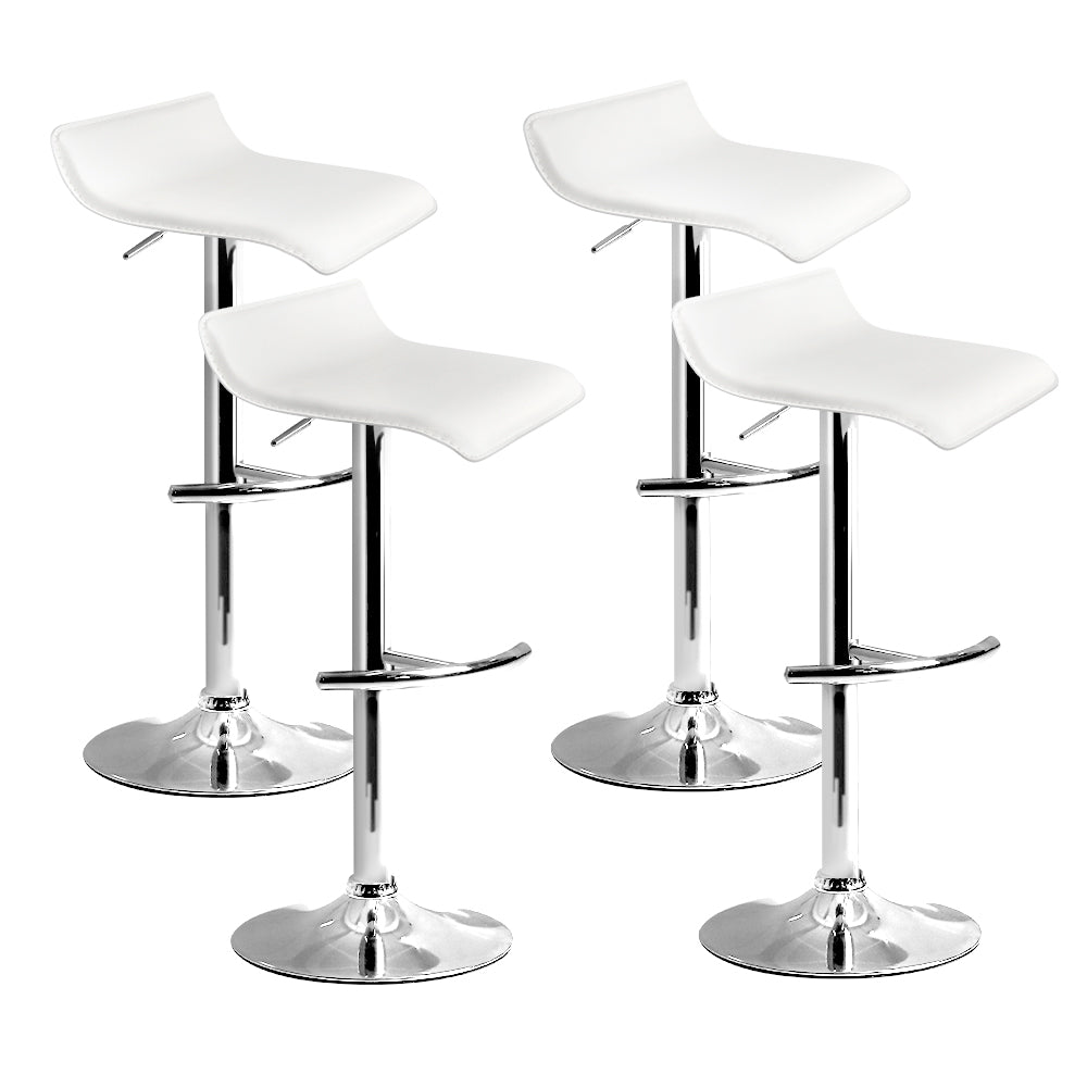 Wave Leather Adjustable Bar Stools White (Set of 4) - Barstool Express