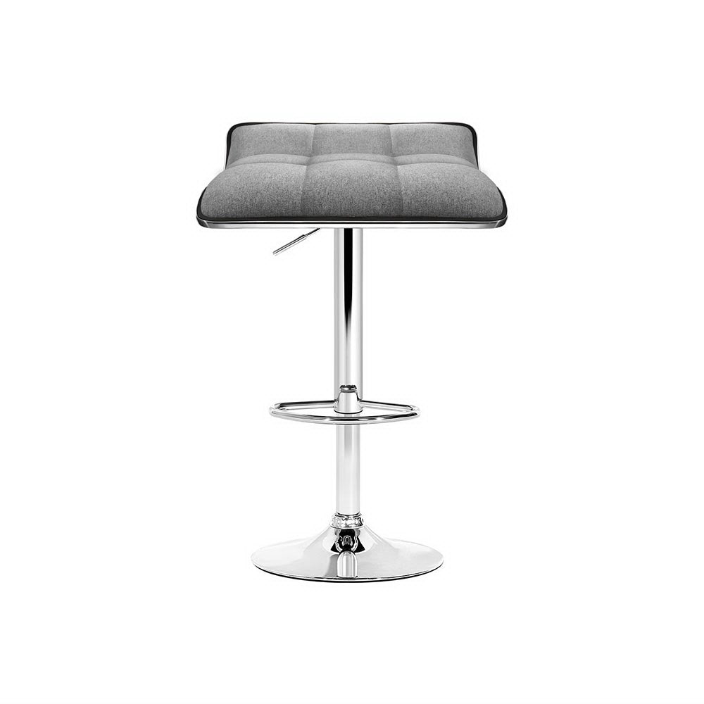 Wave Linen Fabric Padded Adjustable Bar Stools Grey (Set of 4) - Barstool Express