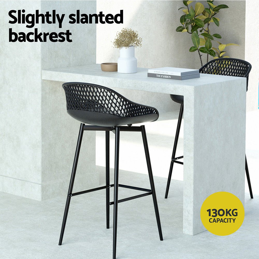 Weather - Resistant Outdoor Plastic Bar Stools 76cm Black (Set of 2) - Barstool Express