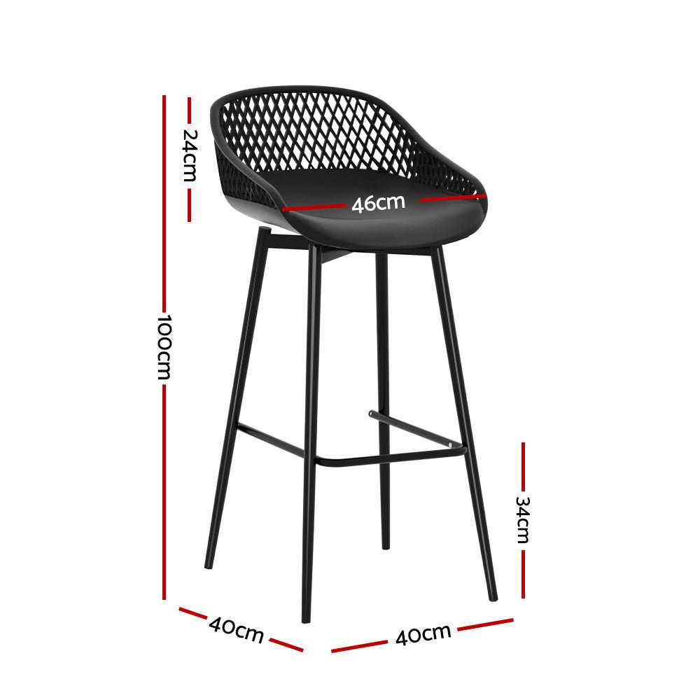 Weather - Resistant Outdoor Plastic Bar Stools 76cm Black (Set of 2) - Barstool Express