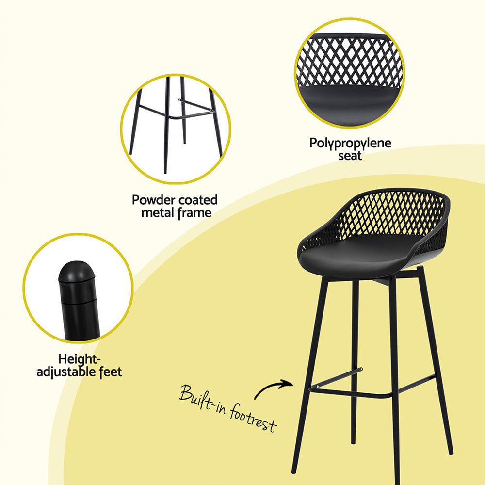 Weather - Resistant Outdoor Plastic Bar Stools 76cm Black (Set of 2) - Barstool Express
