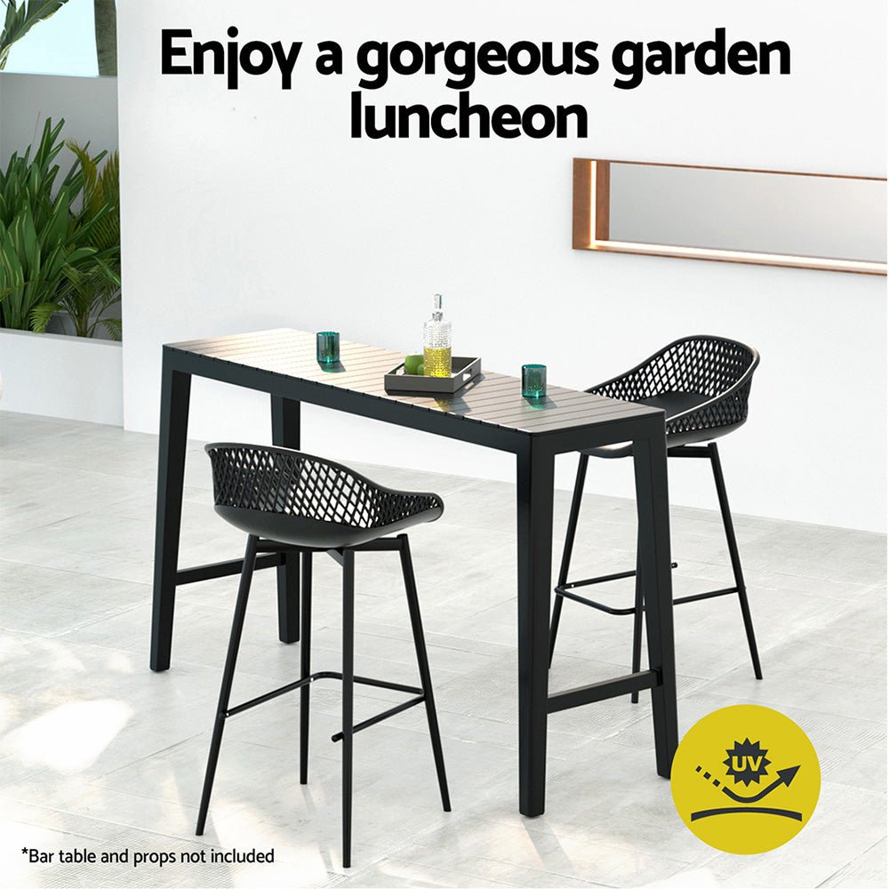 Weather - Resistant Outdoor Plastic Bar Stools 76cm Black (Set of 2) - Barstool Express