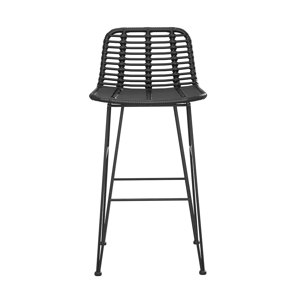 Wicker Bar Stools 68cm Black (Set of 2) - Barstool Express