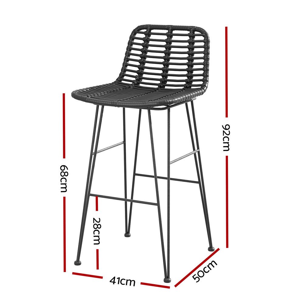 Wicker Bar Stools 68cm Black (Set of 2) - Barstool Express