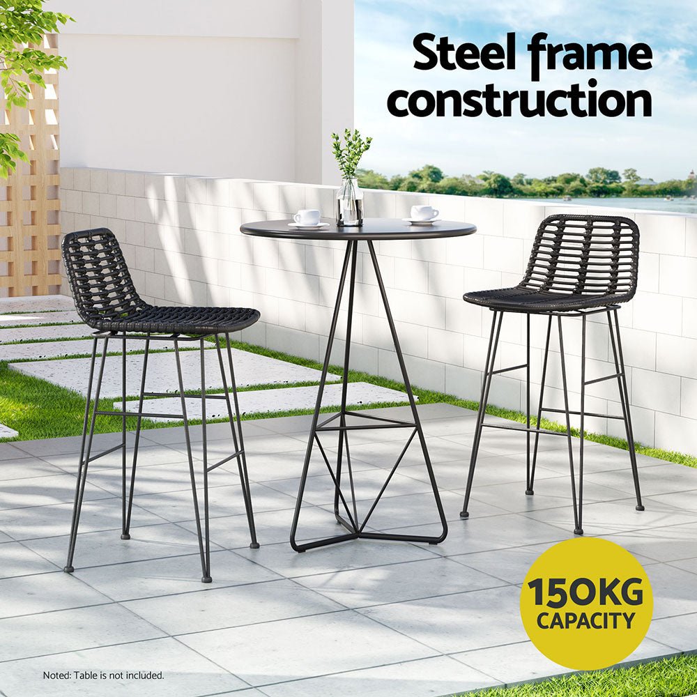 Wicker Bar Stools 68cm Black (Set of 2) - Barstool Express