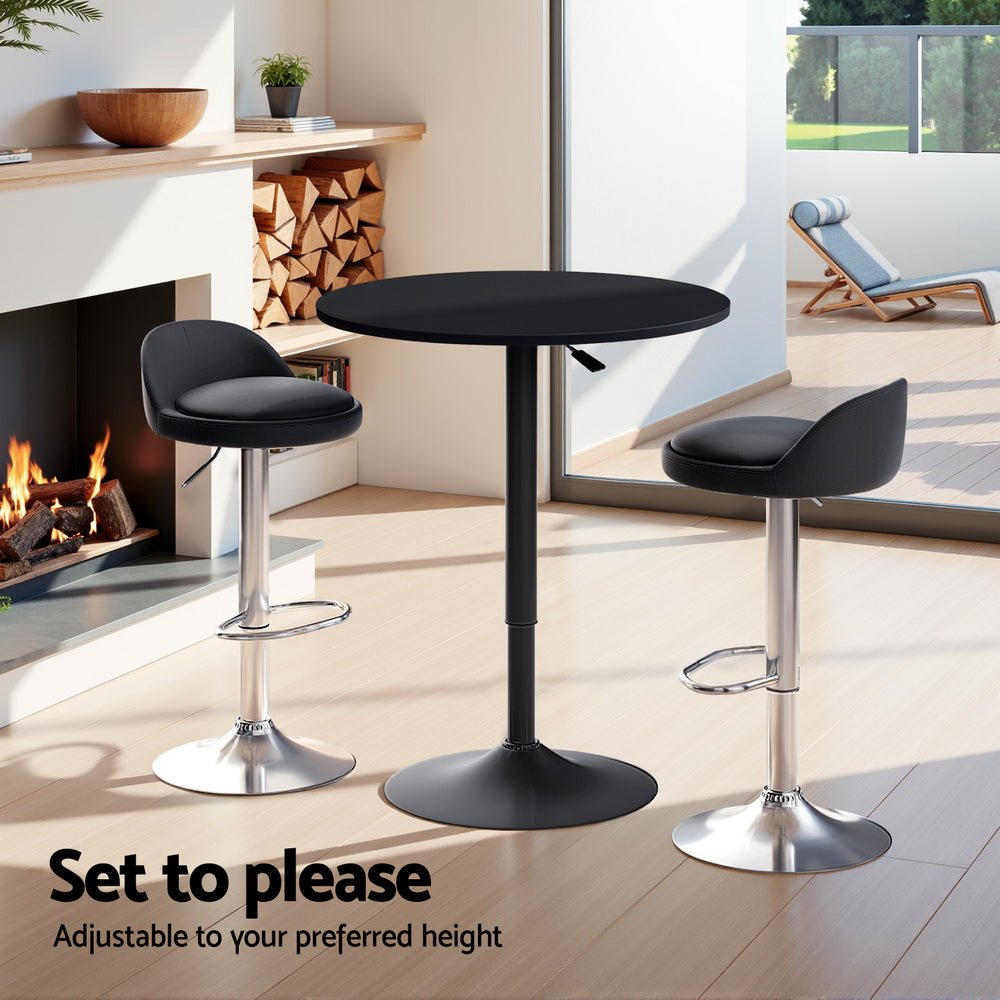 York Adjustable Bar Table and Stools Set Black (3 Piece) - Barstool Express