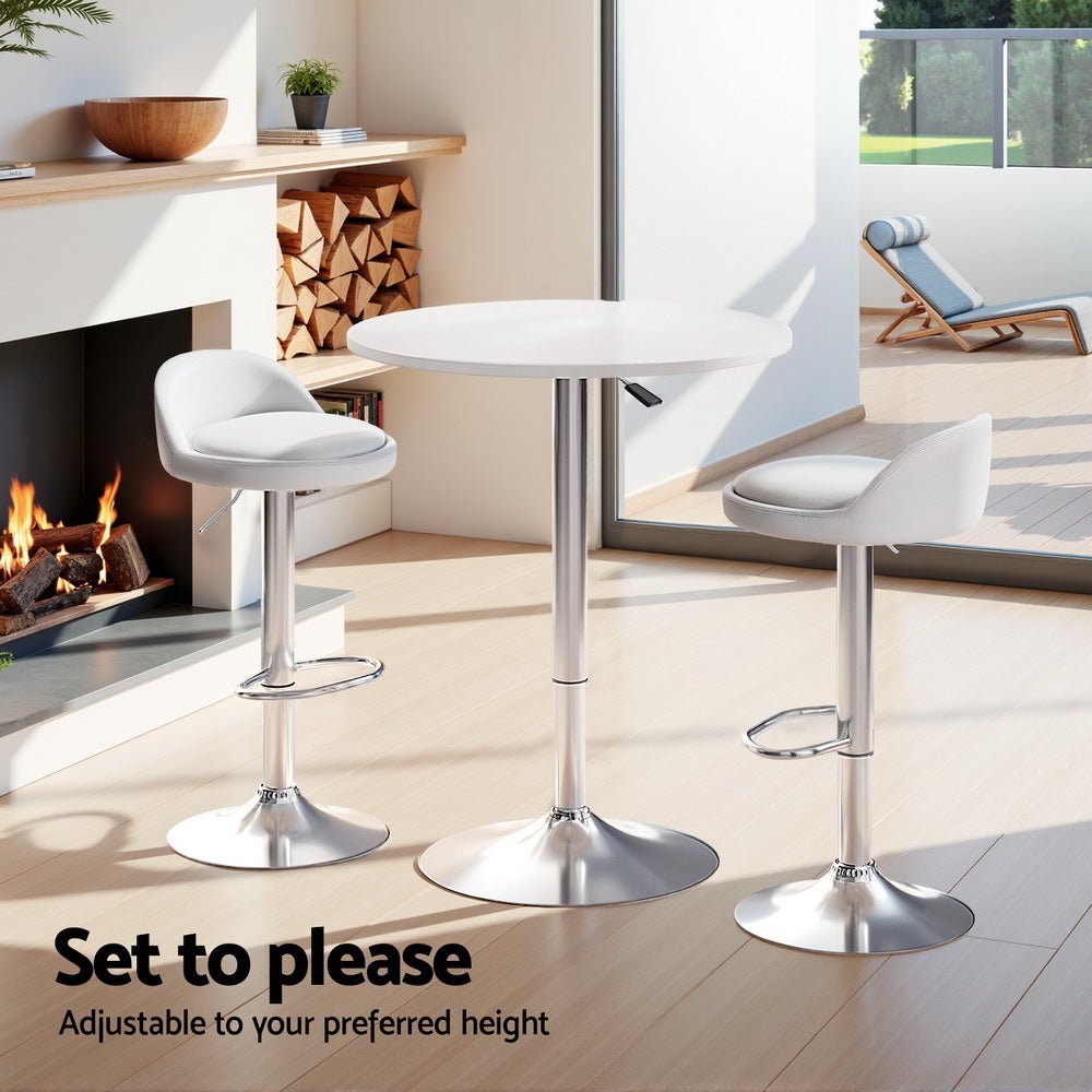York Adjustable Bar Table and Stools Set White (3 Piece) - Barstool Express