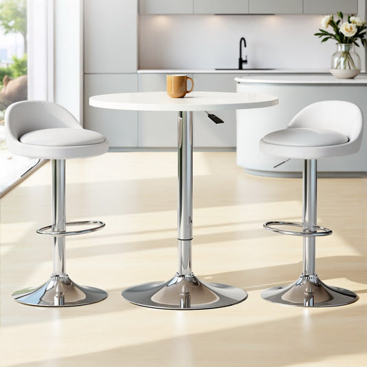York Adjustable Bar Table and Stools Set White (3 Piece) - Barstool Express