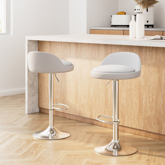 York Leather Adjustable Bar Stools White (Set of 2) - Barstool Express