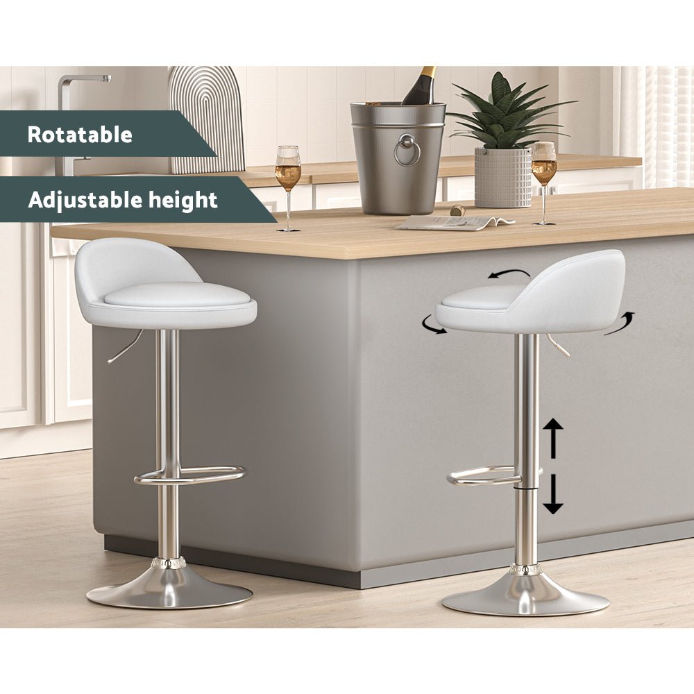 York Leather Adjustable Bar Stools White (Set of 2) - Barstool Express