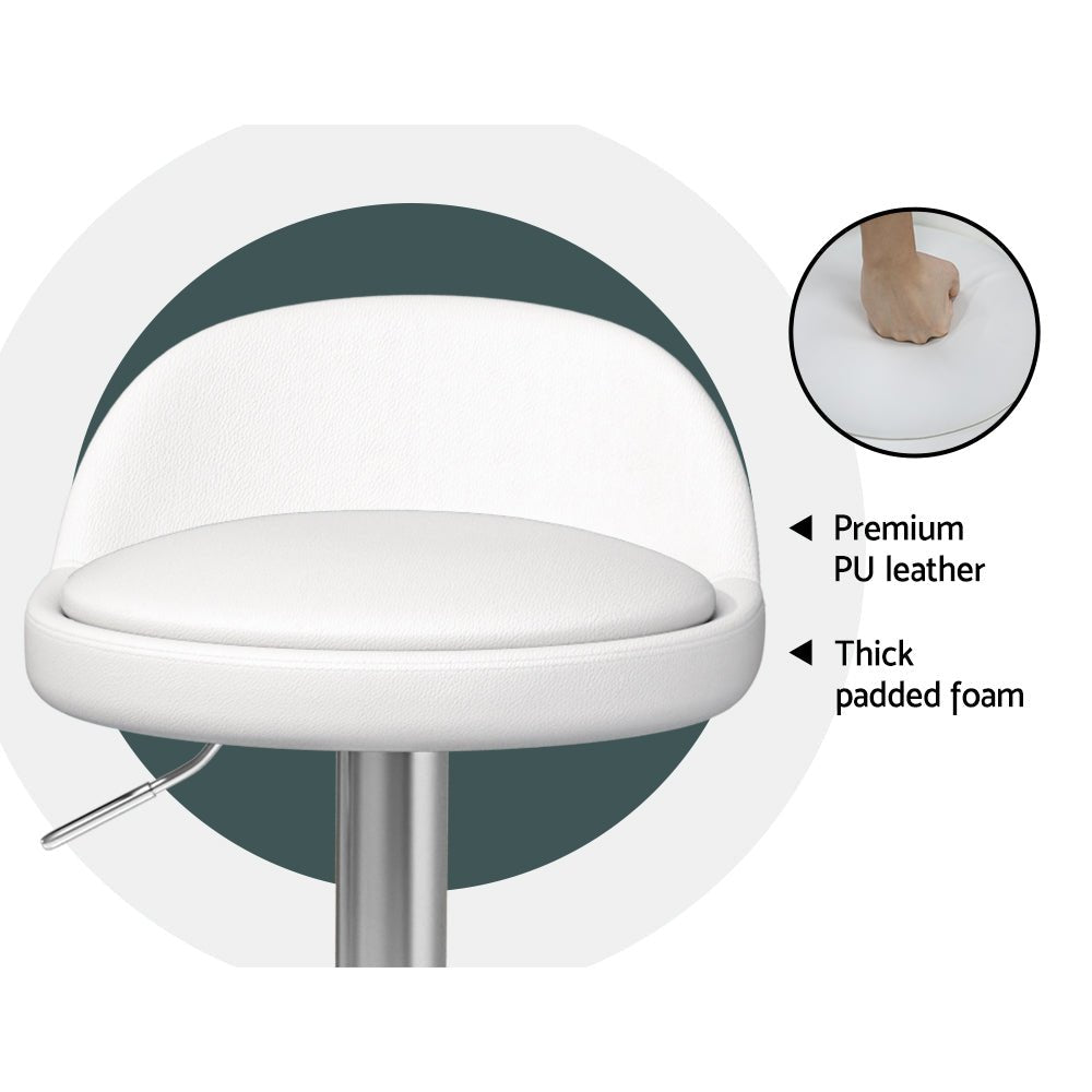 York Leather Adjustable Bar Stools White (Set of 4) - Barstool Express