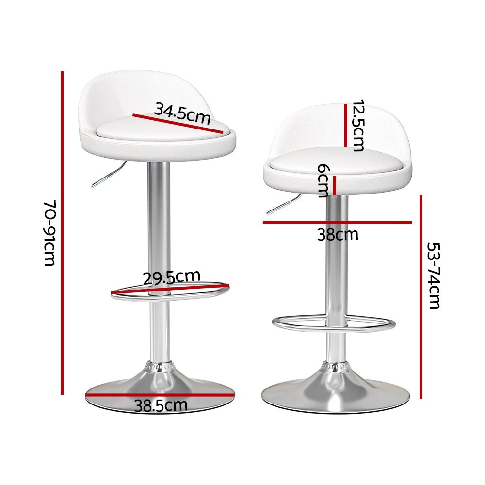 York Leather Adjustable Bar Stools White (Set of 4) - Barstool Express