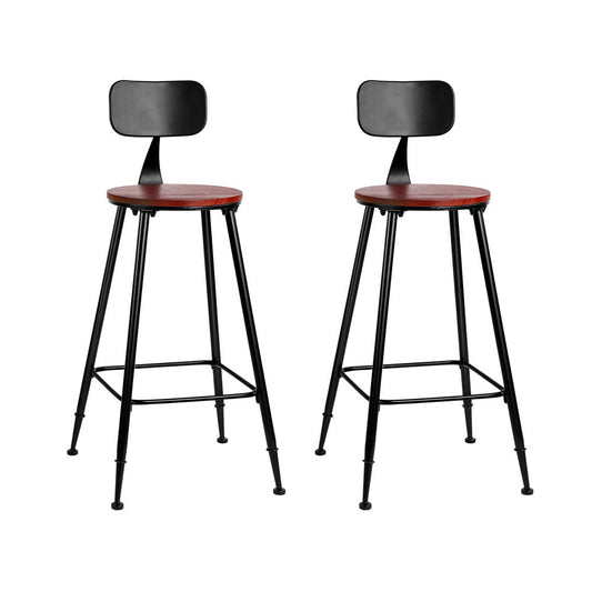 Zack Industrial Bar Stools – Pinewood Seat & Black Frame (Set of 2) - Barstool Express