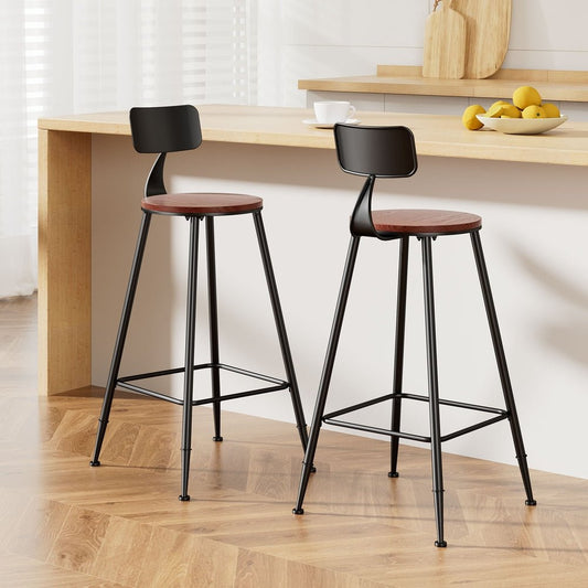 Zack Industrial Bar Stools – Pinewood Seat & Black Frame (Set of 2) - Barstool Express