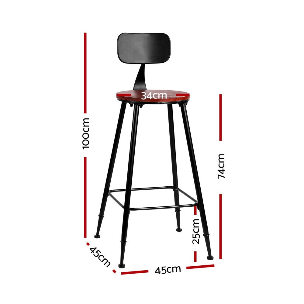 Zack Industrial Bar Stools – Pinewood Seat & Black Frame (Set of 2) - Barstool Express