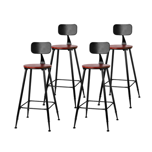 Zack Industrial Bar Stools – Pinewood Seat & Black Frame (Set of 4) - Barstool Express