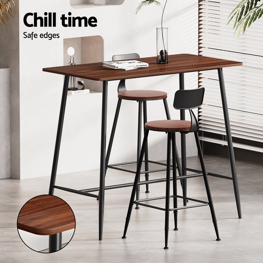 Zack Industrial Bar Table and Stools Set (3 Piece) - Barstool Express