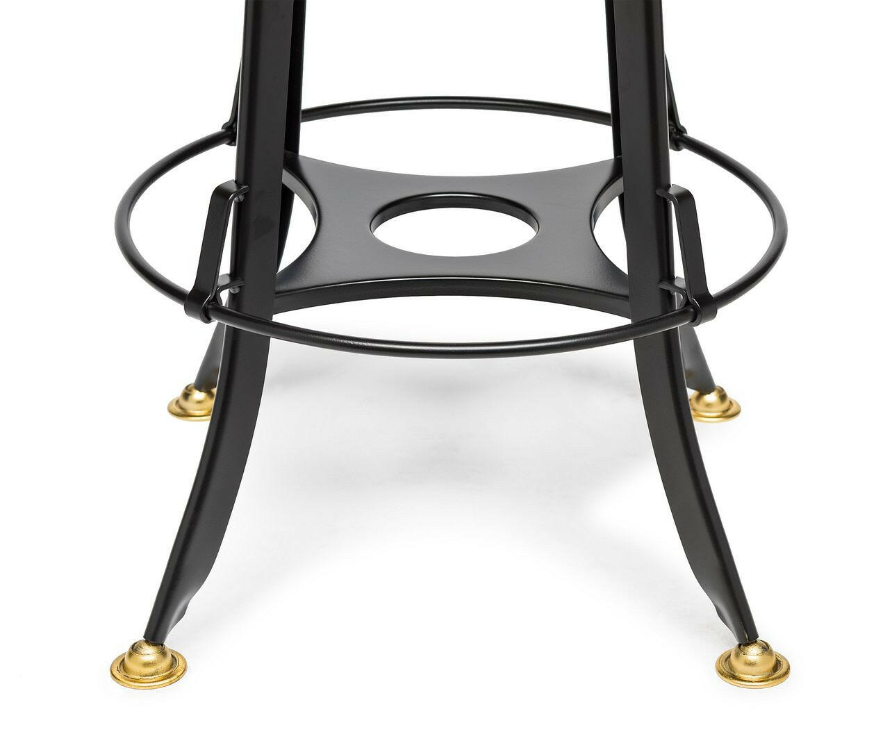 Industrial Wooden Height Adjustable Swivel Bar Stool - Gold Black.