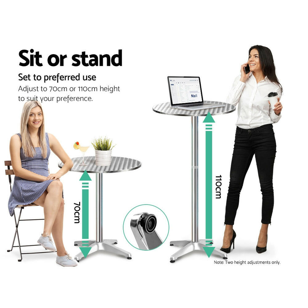 Aluminium Adjustable Round Bar Table - Barstool Express