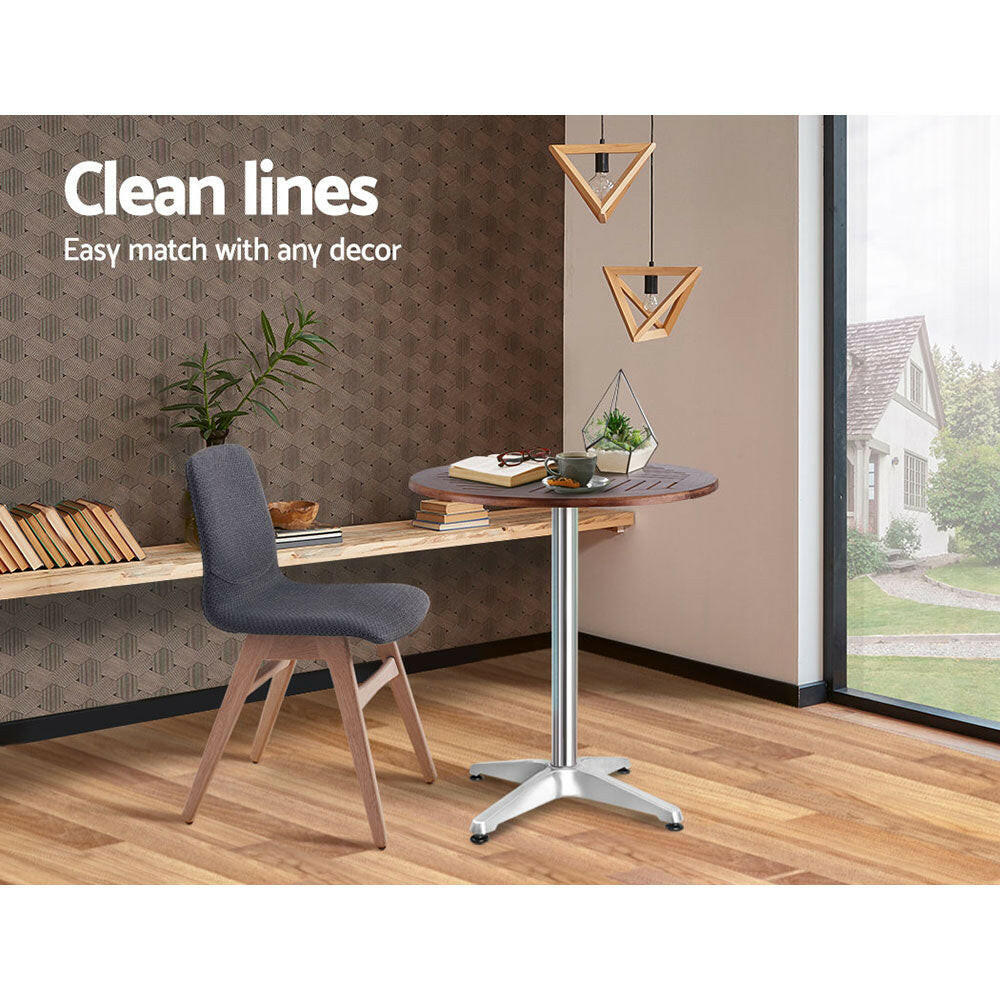 Aluminium Adjustable Round Bar Table – Wood Finish - Barstool Express