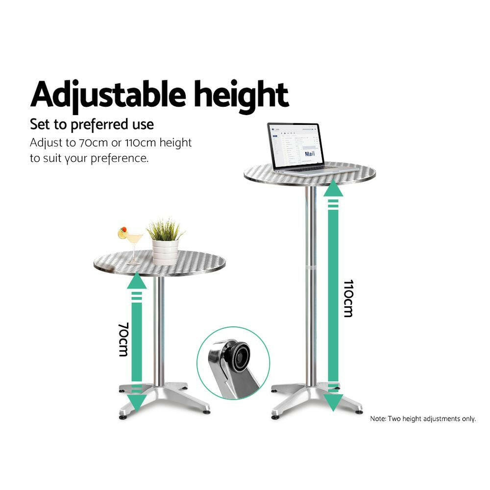 Aluminium Bistro Bar Set – Round Table & Chairs (3 Piece) - Barstool Express